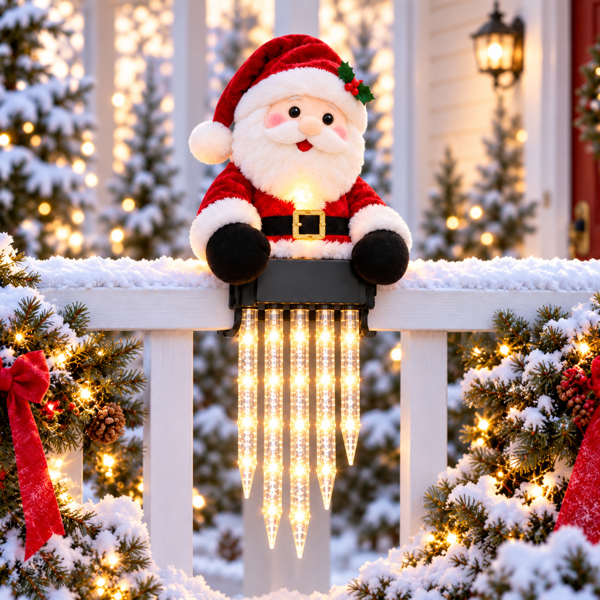 SnowGlow Seated Snowman Icicle Railing Light