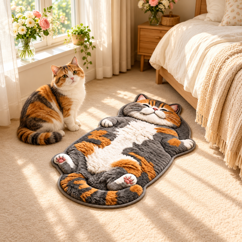 Chubby Tabby Cat Shaped Rug 🐱🤎