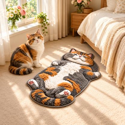Chubby Tabby Cat Shaped Rug 🐱🤎