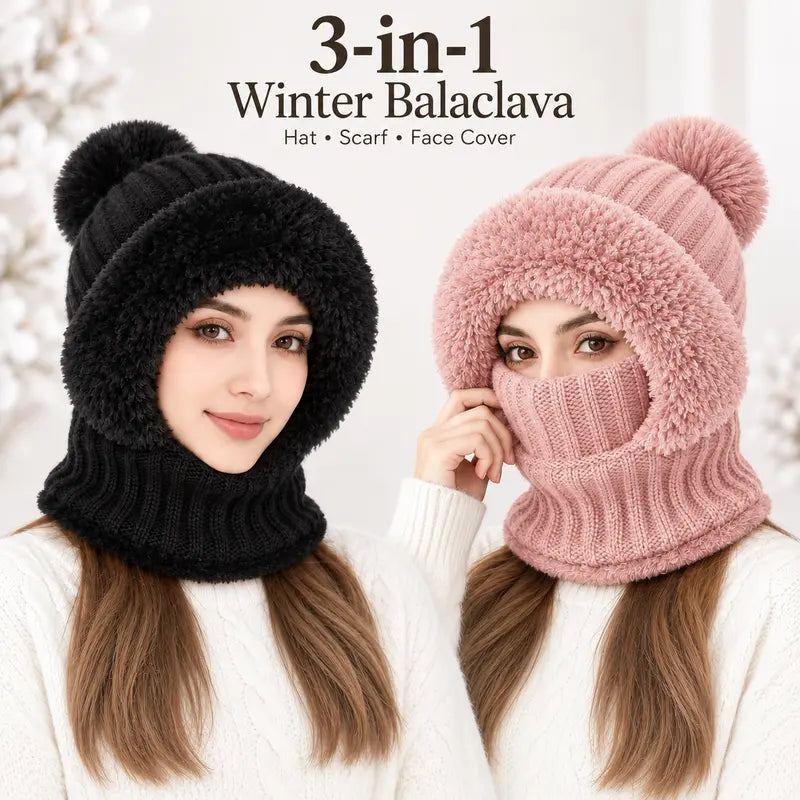 Women’s 3-in-1 Pom-Pom Knit Hood