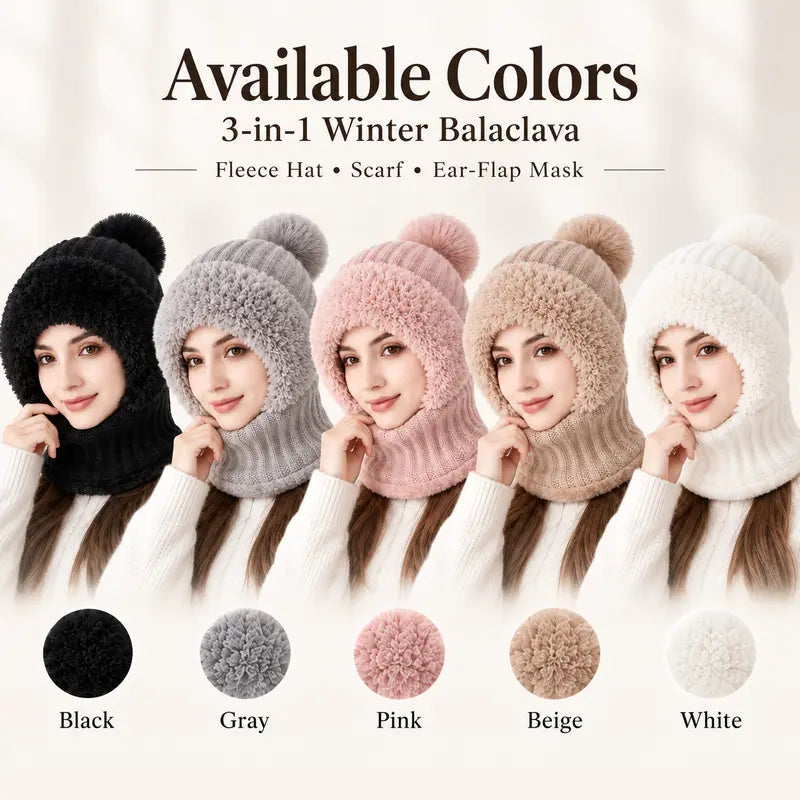 Women’s 3-in-1 Pom-Pom Knit Hood