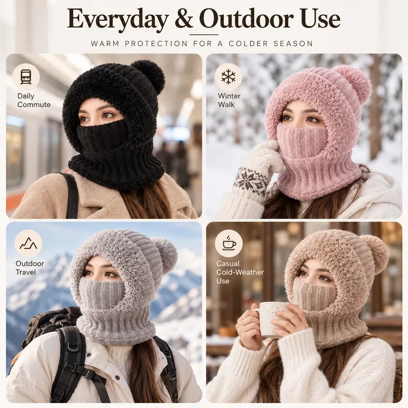 Women’s 3-in-1 Pom-Pom Knit Hood