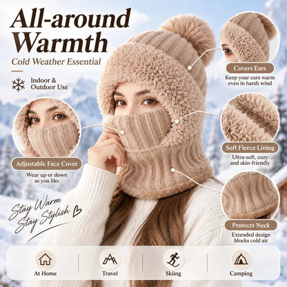 Women’s 3-in-1 Pom-Pom Knit Hood