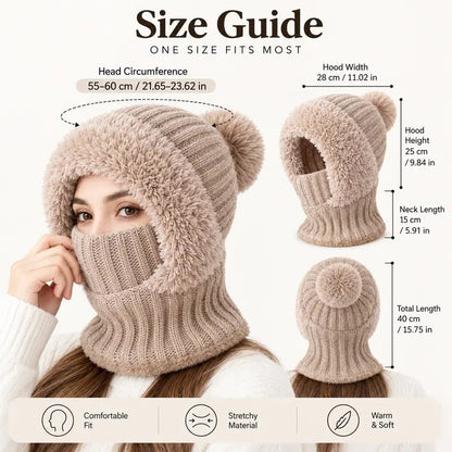 Women’s 3-in-1 Pom-Pom Knit Hood