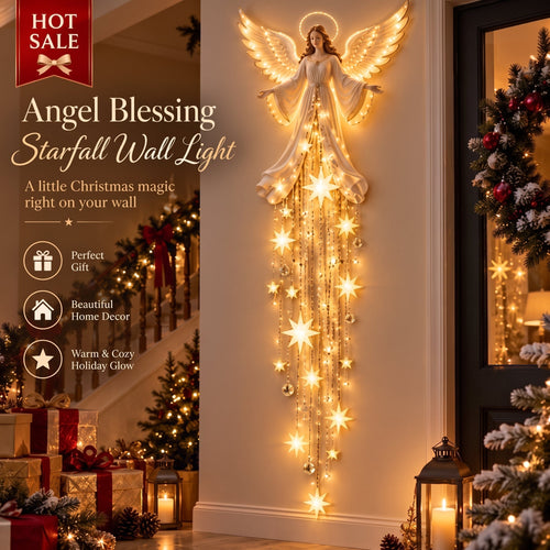 ✨Last Day 49% OFF✨ Angel Blessing Starfall Wall Light – Heavenly Christmas Wall Decor