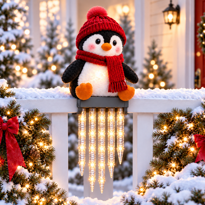 SnowGlow Seated Snowman Icicle Railing Light